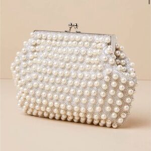 Lulu's White Pearl Clutch Bag